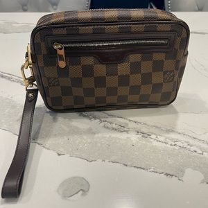 Louis Vuitton Damier Ebene Macao Wristlet Clutch Bag